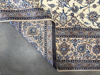 8’7”x12’1” Hand-Knotted Wool & Silk Nain Habibian Area Rug 8x12 Handmade Carpet