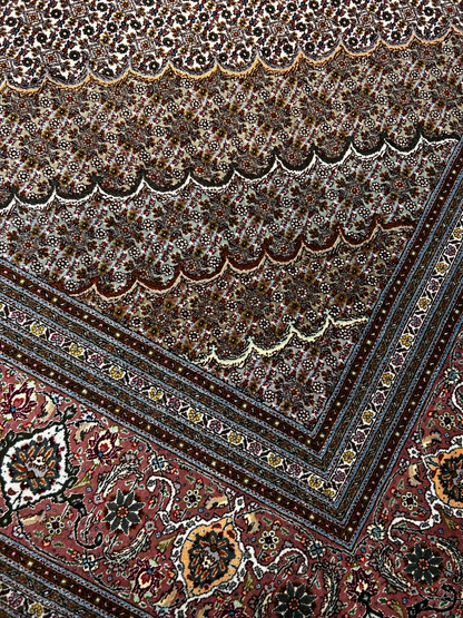 8'3"x11'1" Hand-Knotted Silk & Wool Tabrize Fish Style  Rug - Carpet