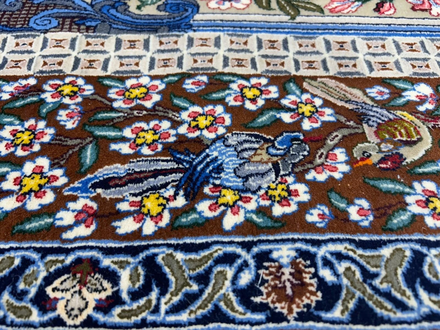 3’9”x5’11” Hand-Knotted Fine Wool & Silk Isfahane Pictorial Area Rug - Carpet