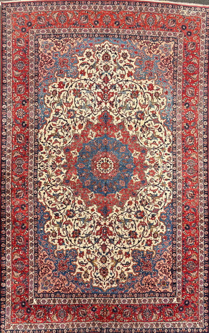 Antique Hand-Knotted Persian Isfahan Rug - 11’2”x18’