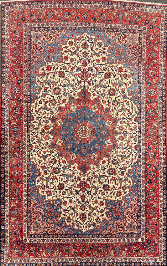 Antique Hand-Knotted Persian Isfahan Rug - 11’2”x18’