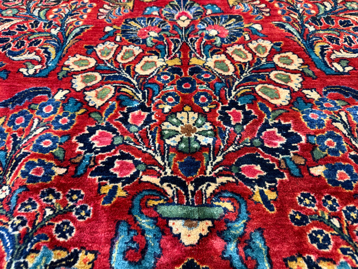 10’10”x15’6” Antique Hand-Knotted Fine Kork Wool Persian Sarouk Area Rug Handmade