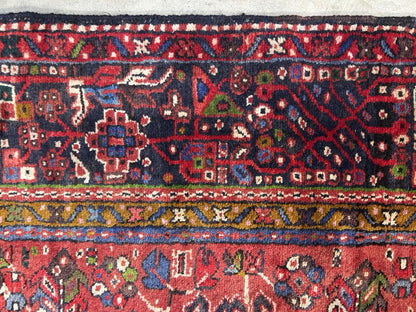 5’x12’10” Antique Hand-knotted Wool Herize Runner Rug - Handmade Red 5x13