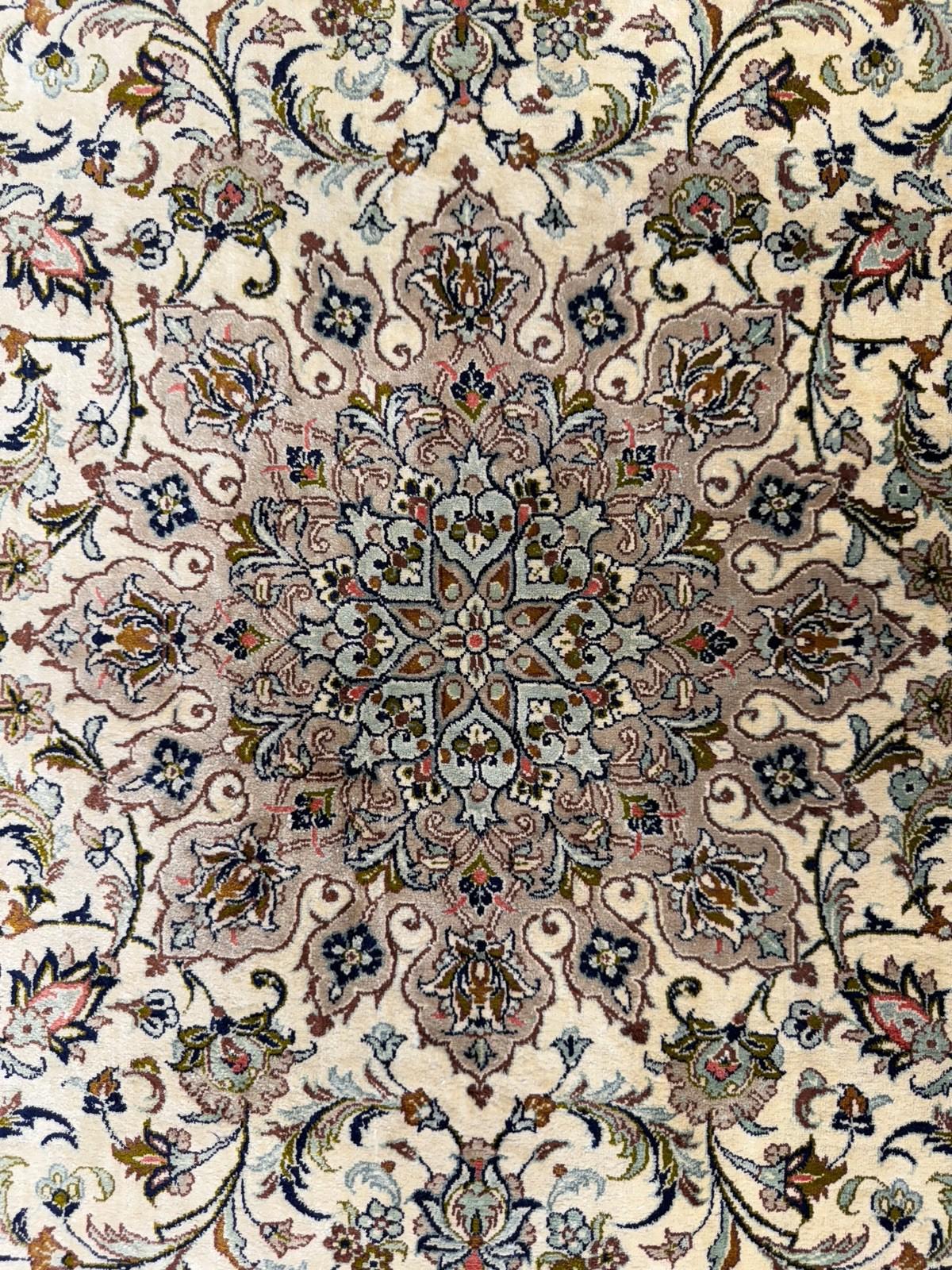 3x5 Luxurious Fine Hand-Knotted 100% Silk Persiane Qume Rug Handmade Beige