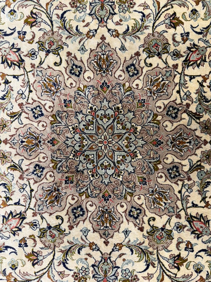 3x5 Luxurious Fine Hand-Knotted 100% Silk Persiane Qume Rug Handmade Beige