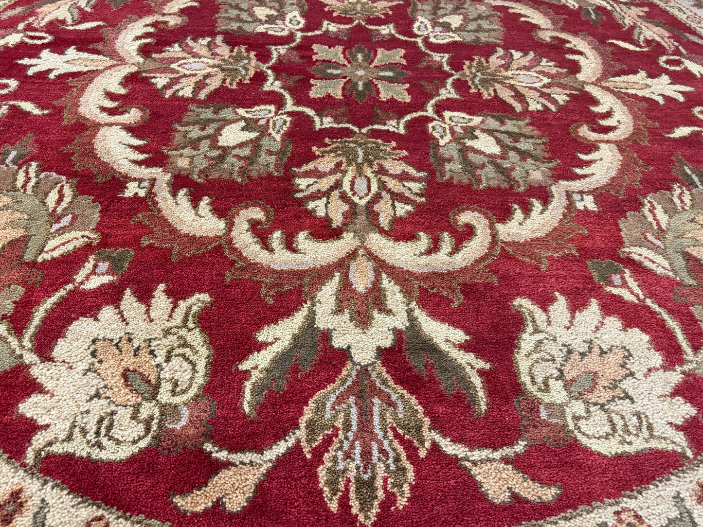 8’ Diameter Hand-Knotted Wool Indian Round Oriental Rug - 8x8 Handmade Carpet