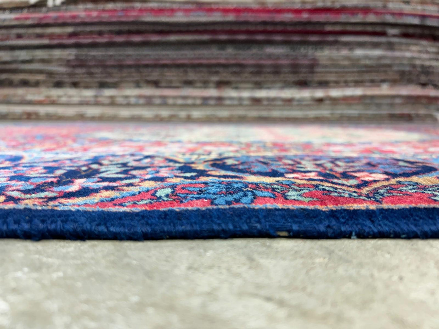 4'4"x7'6" Antique Hand-Knotted Wool Kashane Area Rug - Handmade Carpet 4x7 Red