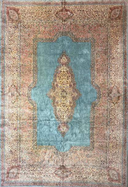9’10”x14’5” Hand-Knotted Persian Kerman Rug