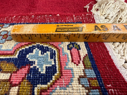 9x14 Vintage Hand-Knotted Wool Kerman Persian Rug Red Handmade Carpet