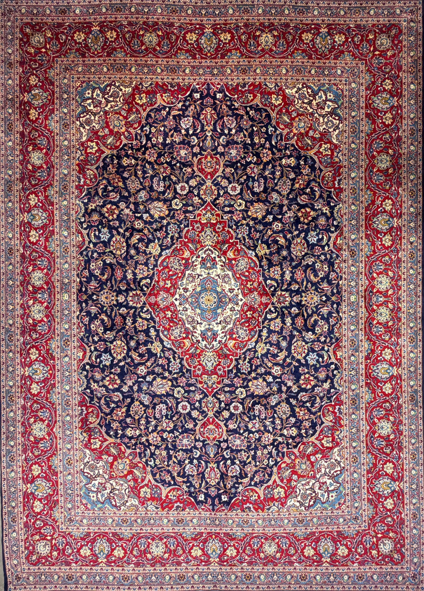 Hand-Knotted Persian Kashan Rug - 9’7”x13’3”