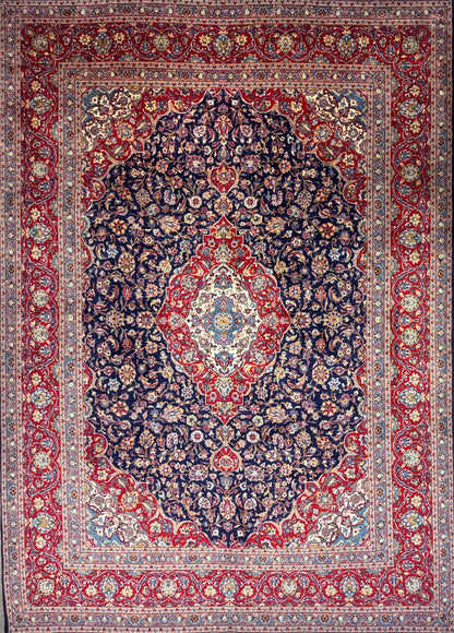Hand-Knotted Persian Kashan Rug - 9’7”x13’3”