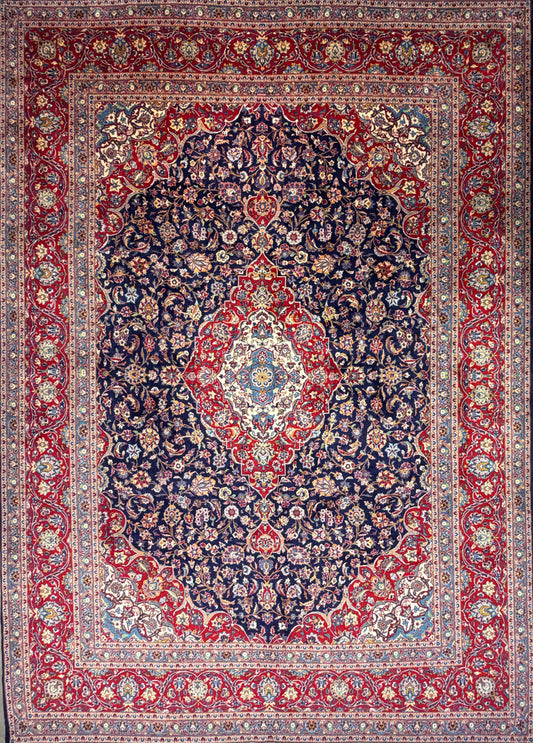 Hand-Knotted Persian Kashan Rug - 9’7”x13’3”