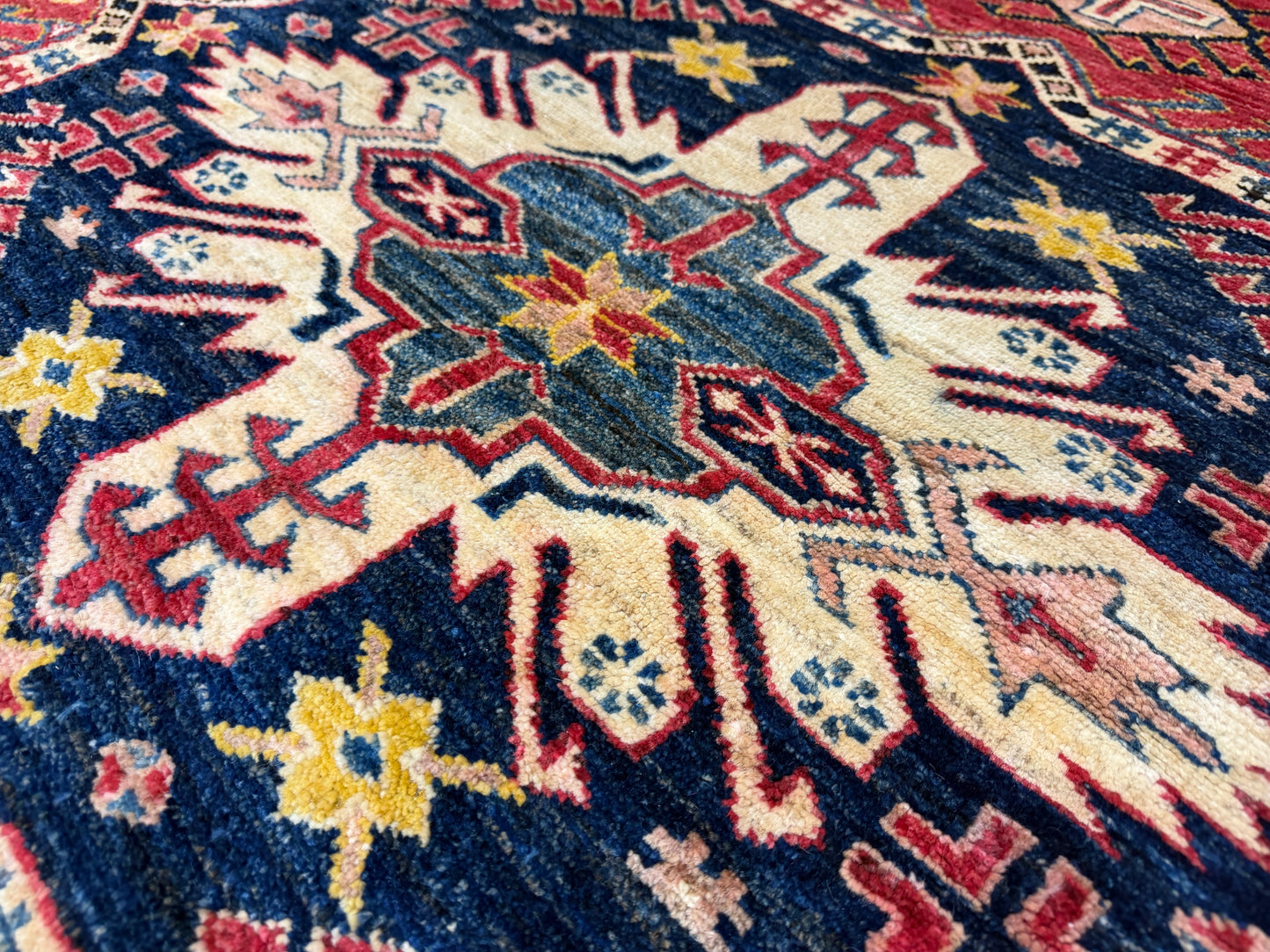 11’x12’3” Hand-Knotted Wool Kazak Area Rug