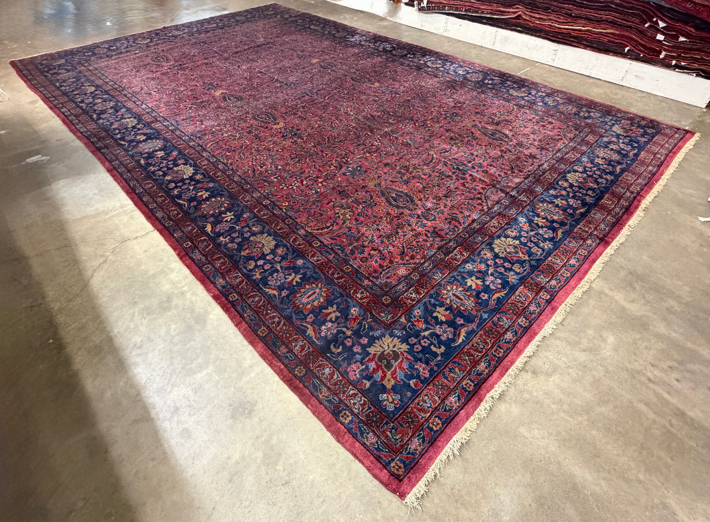 10’4”x16’4” Antique Hand-Knotted Fine Manchester Wool Persian Kashan Area Rug