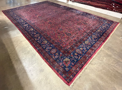 10’4”x16’4” Antique Hand-Knotted Fine Manchester Wool Persian Kashan Area Rug