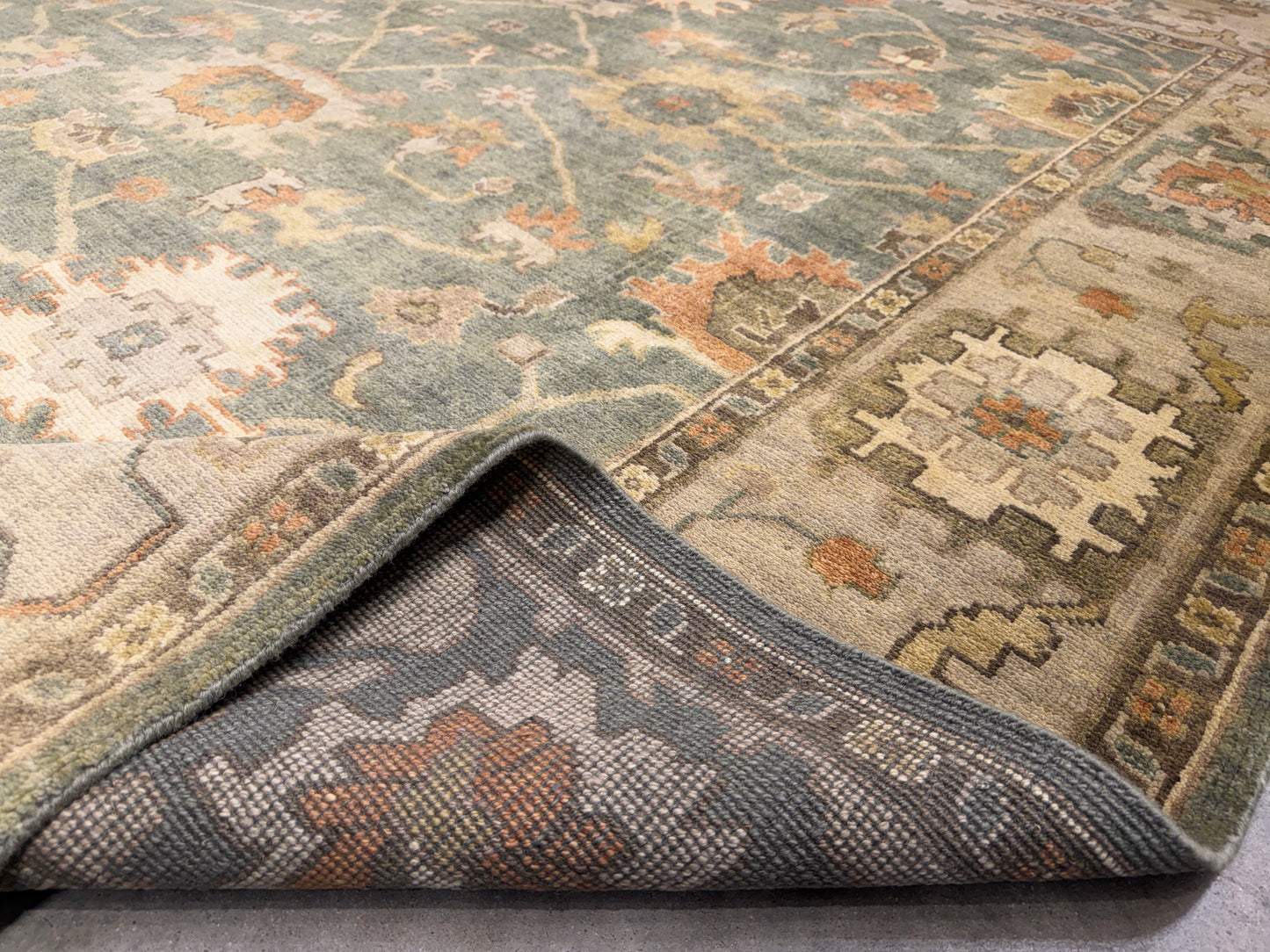 8’x10’ Hand-Knotted Wool Oushak Area Rug