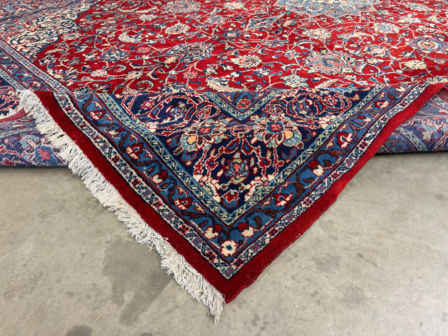 8’4”x12’8” Hand-Knotted Wool Sarouk Persian Rug 8x12 Red Handmade Carpet