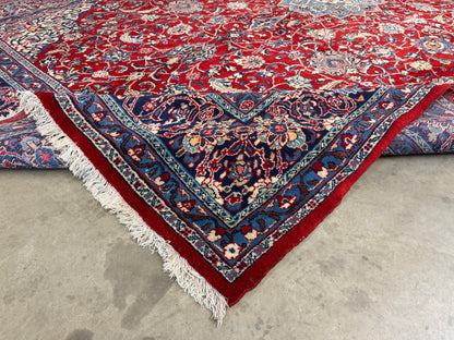 8’4”x12’8” Hand-Knotted Wool Sarouk Persian Rug 8x12 Red Handmade Carpet