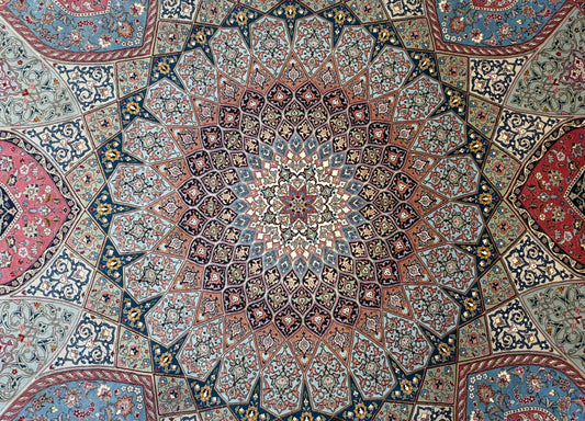 Hand-Knotted 60 Raj Persian Tabriz Rug - Dome Design - 10’x13’4”