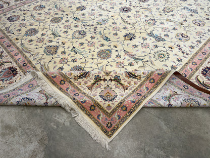 9’9”x13’4” Very Fine Hand-Knotted Persian Tabriz 80 Raj Signed Area Rug