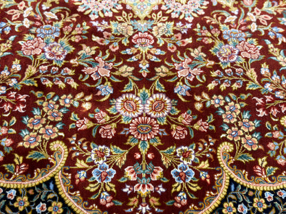 (On Hold for LH) Luxurious Hand-Knotted 100% Silk Persian Qum Rug - Signed Naimi - 6'5"x9'10"