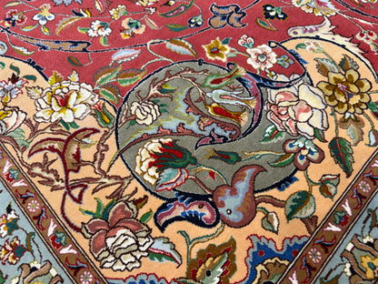 9’8”x13’4” Very Fine Hand-Knotted Persian Tabriz 80 Raj Signed Gharabaghi Area Rug