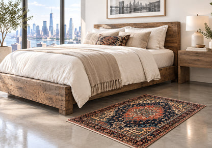 Hand-Knotted Persian Hamadan Rug - 4’3”x7’6”