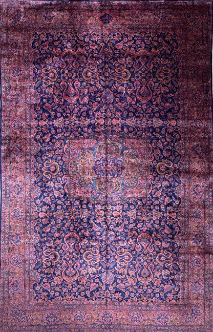 9x14 Very Fine Hand-knotted Antique Wool Manchester Kashane Signed Rug Handmade