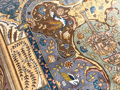 Hand-Knotted 60 Raj Pictorial Persian Tabriz Rug - Signed Nazeri - 5'10"x8'3"