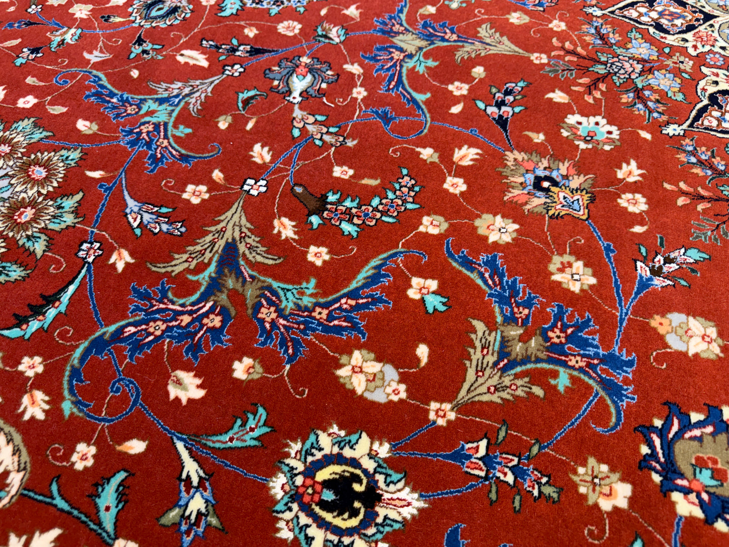 9’8”x13’3” Very Fine Hand-Knotted Persian Tabriz 80 Raj Signed Emad Fakher Area Rug