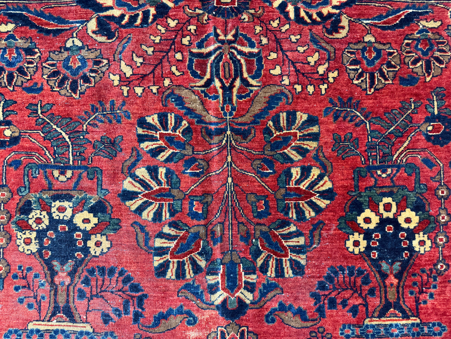 Hand-Knotted Antique Persian Sarouk Rug - 9’x11’7”