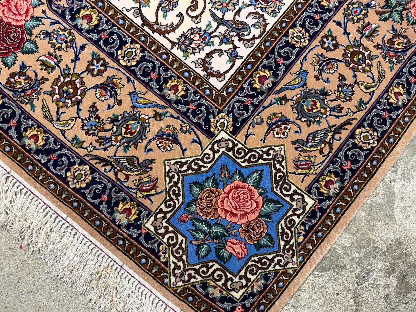 Hand-Knotted Persian Isfahan Rug -Garden of Birds- Signed Fakharian - 4’9”x7’2”