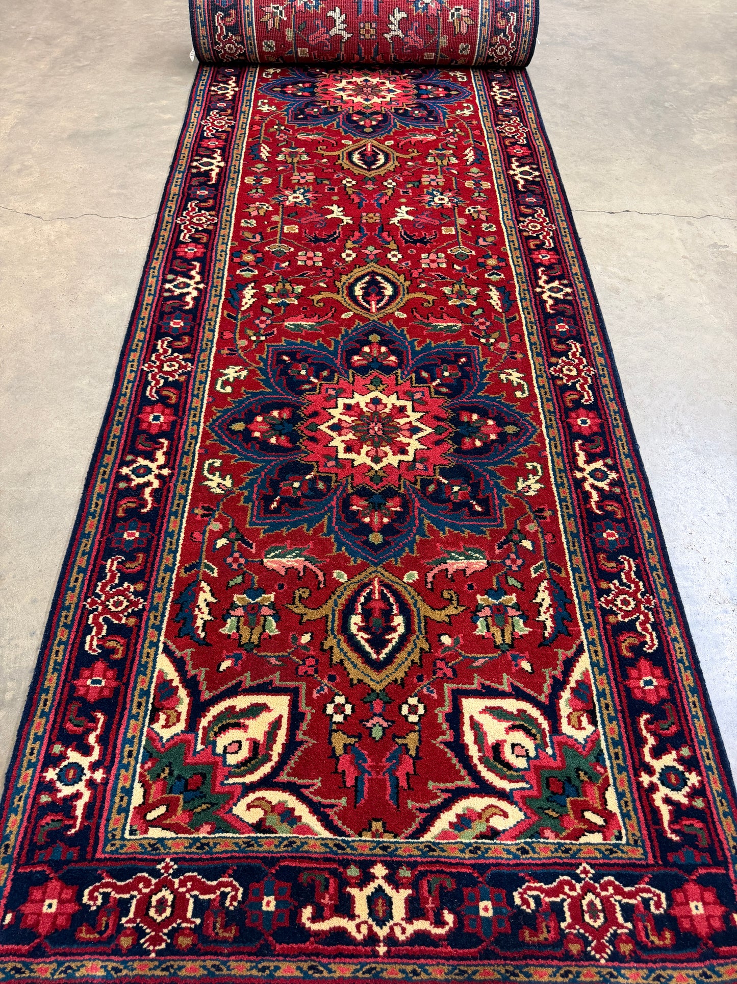 3’x13’ Hand-Knotted Wool Heriz Oriental Runner 3x13 Handmade Red Rug