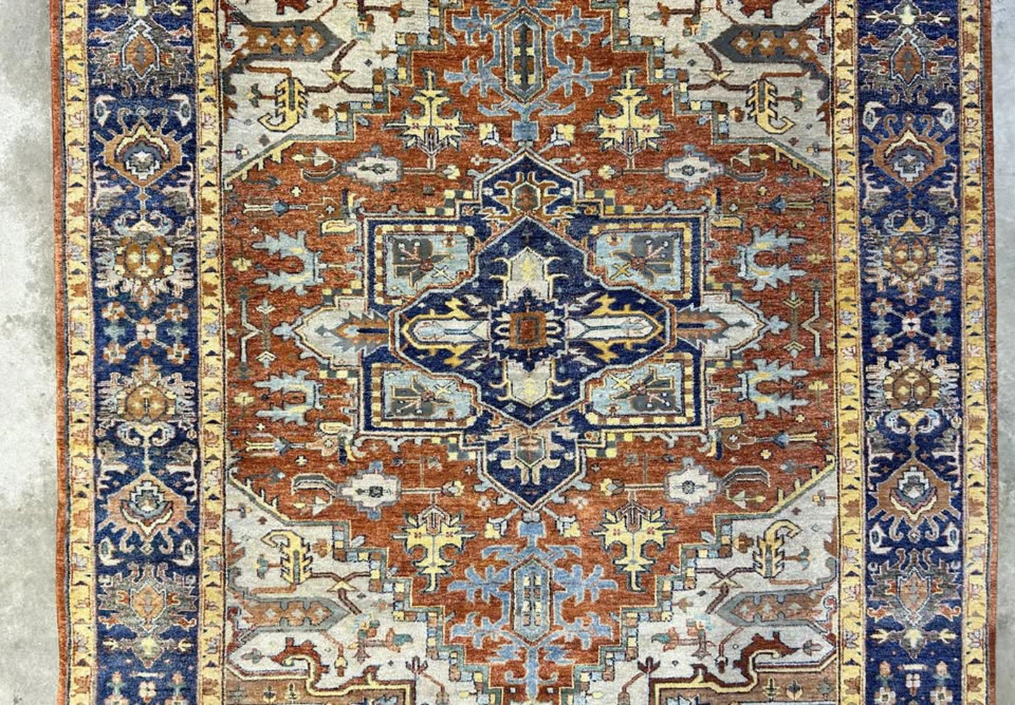 9'x11'10" Handmade 100% Wool Indian Serapi Rug