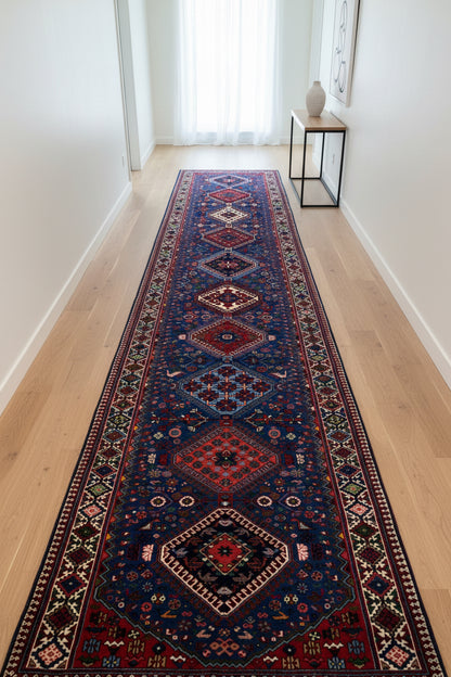 Hand-Knotted Yalameh Persian Runner - 2’11”x18’4”
