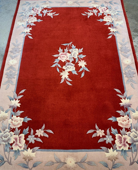 4'x6'2" Hand-Knotted Wool Art-Deco Area Rug - Handmade Carpet 4x6