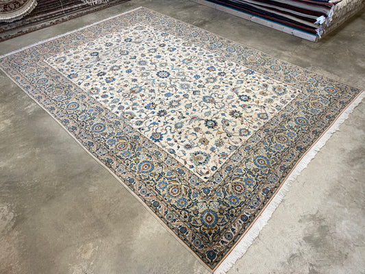 9’6”x12’6” Hand-Knotted Persian Kashan Area Rug