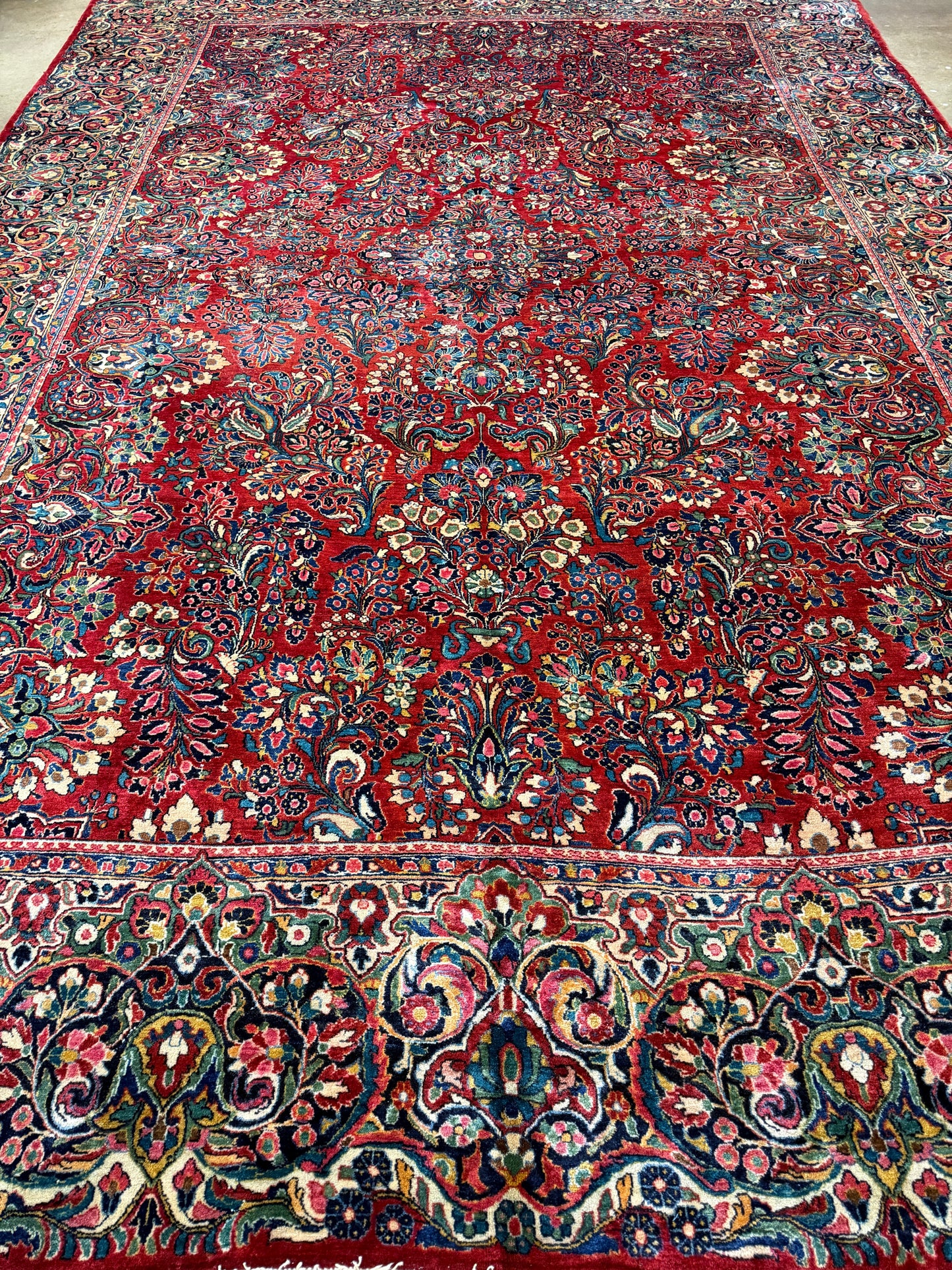 10’10”x15’6” Antique Hand-Knotted Fine Kork Wool Persian Sarouk Area Rug Handmade