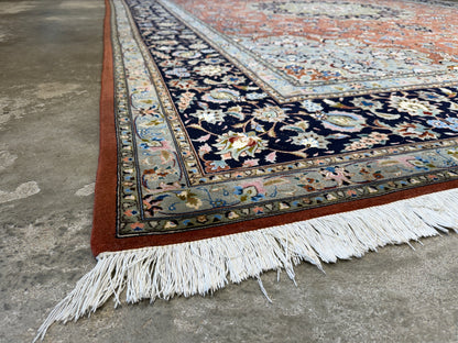 Hand-Knotted 60 Raj Persian Tabriz Rug - 9’9”x13’
