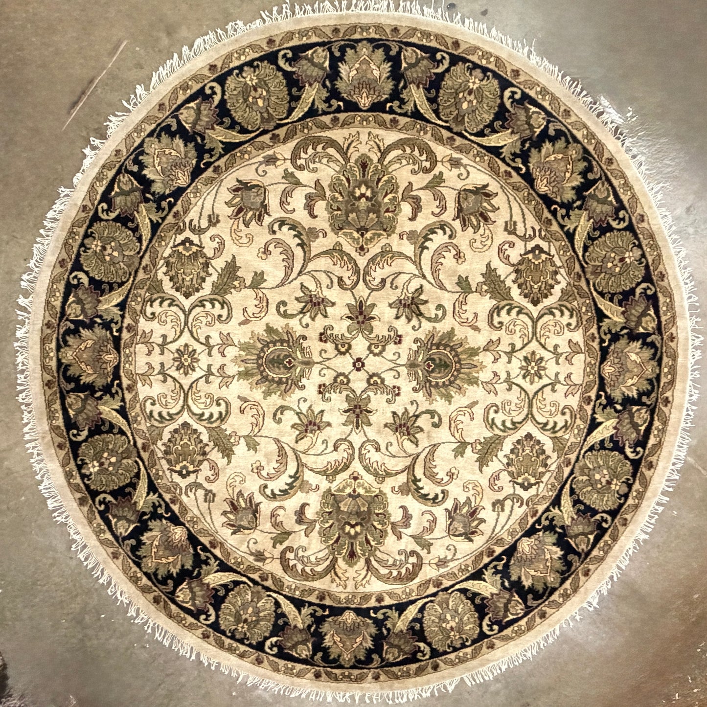 10’2” Diameter Hand-Knotted Wool Indian Round Oriental Rug - 10x10 Handmade Carpet
