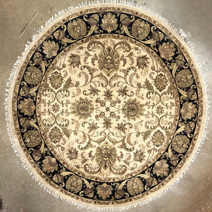 10’2” Diameter Hand-Knotted Wool Indian Round Oriental Rug - 10x10 Handmade Carpet