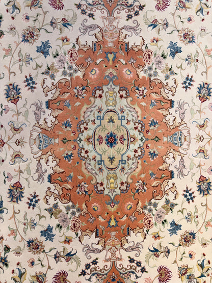 Hand-Knotted 60 Raj Persian Tabriz Rug - 6'7"x9'10"