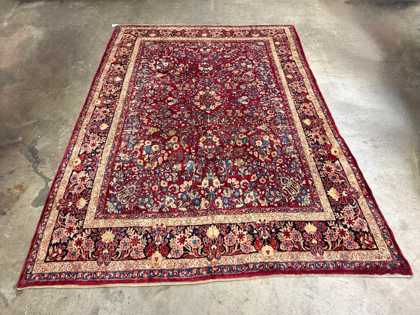 8’8”x11’6” Antique Hand-Knotted Wool Sarouk Persian Rug 8x11 Red Handmade Carpet