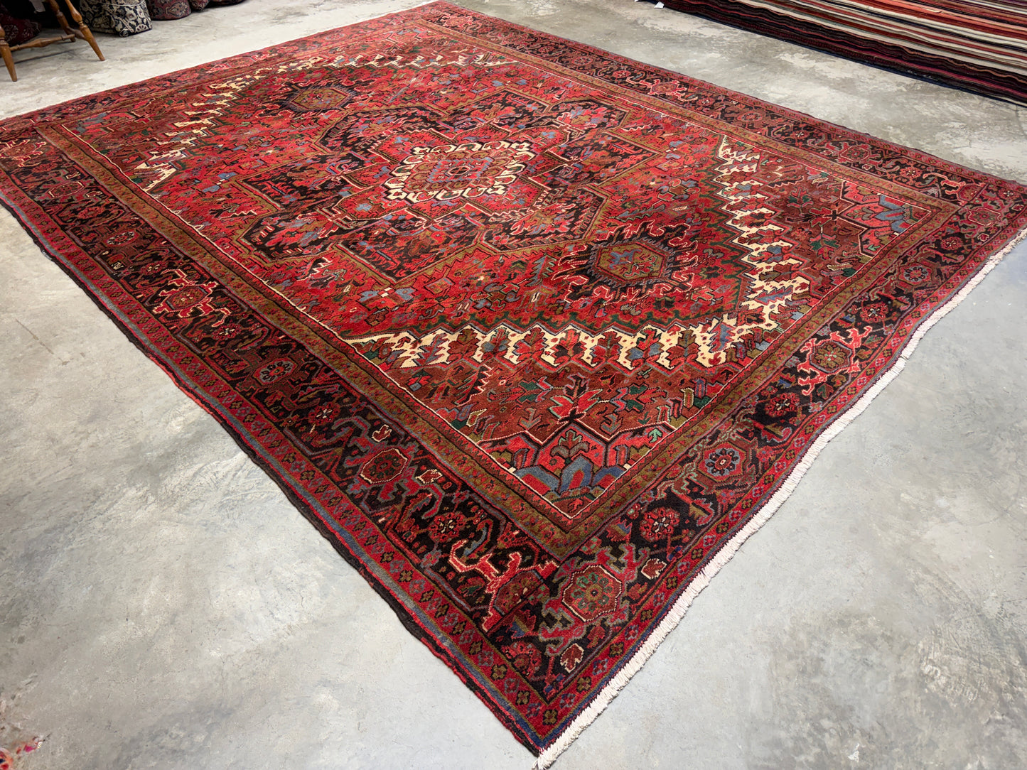 10’1”x12’6” Hand-Knotted Persian Heriz Area Rug