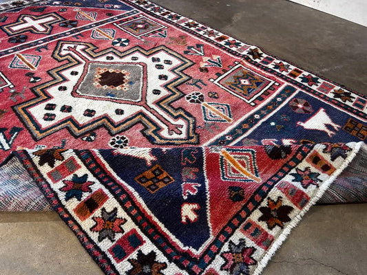4'6"x6'9" Handmade 100% Wool Persian Hamadan Rug