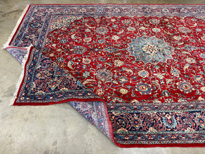 8’4”x12’8” Hand-Knotted Wool Sarouk Persian Rug 8x12 Red Handmade Carpet