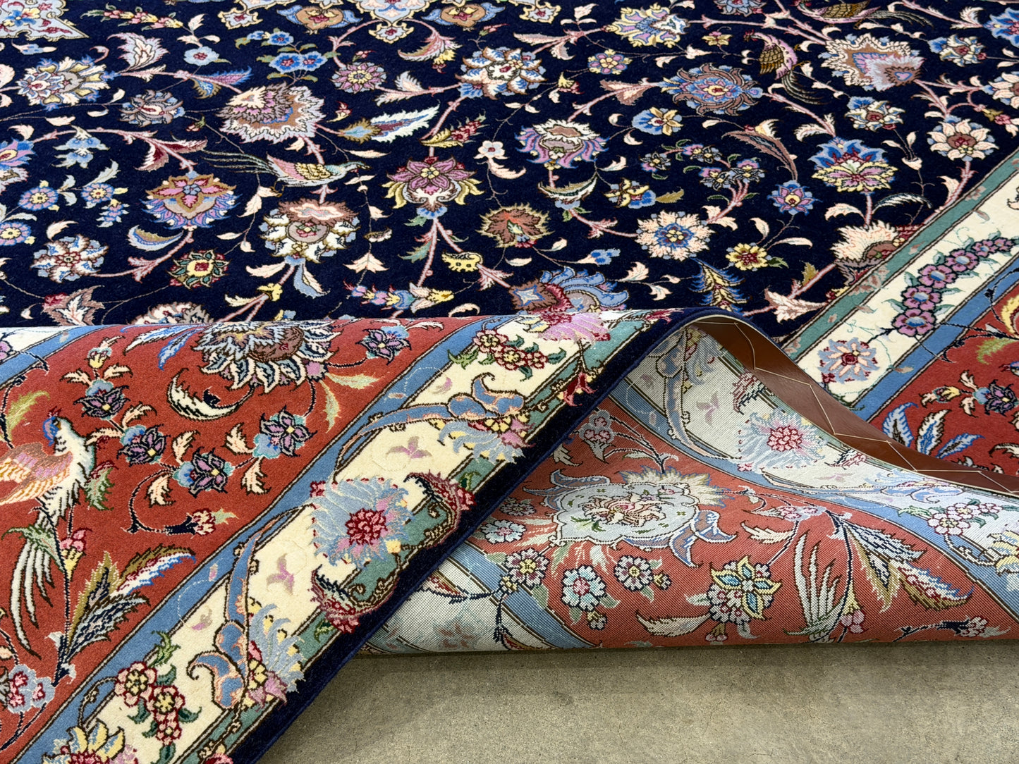 10’x13’7” Very Fine Hand-Knotted Signed Persian Tabriz Area Rug
