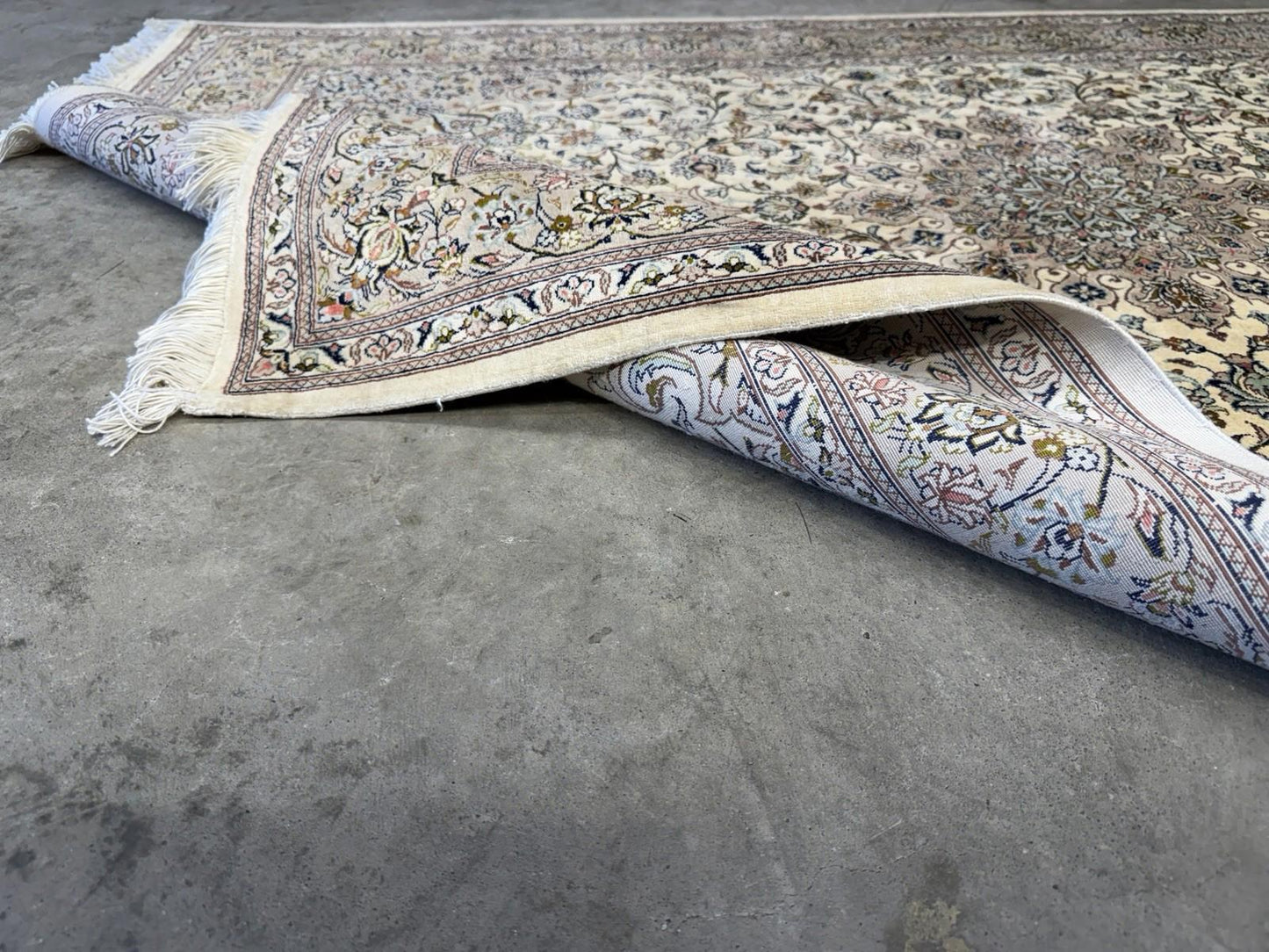 3x5 Luxurious Fine Hand-Knotted 100% Silk Persiane Qume Rug Handmade Beige