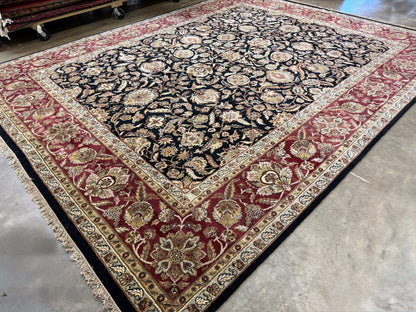 12’1”x15’2” Hand-Knotted Wool Agra Area Rug Handmade All-over Carpet