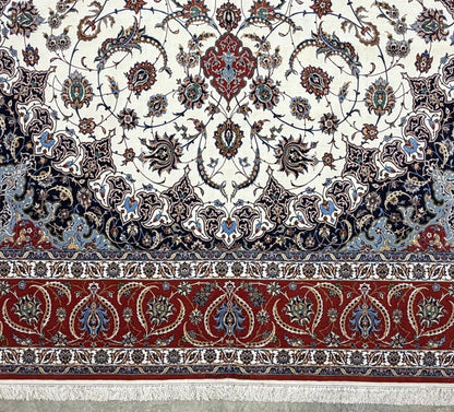 10’2”x14’2” Very Fine Hand-Knotted Wool & Silk Isfahane Area Rug 10x14